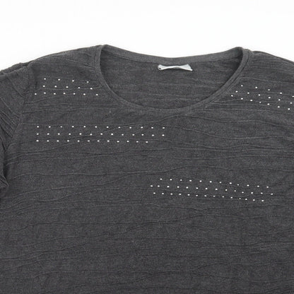 Womens UK Size XL Canda Grey Basic T-Shirt