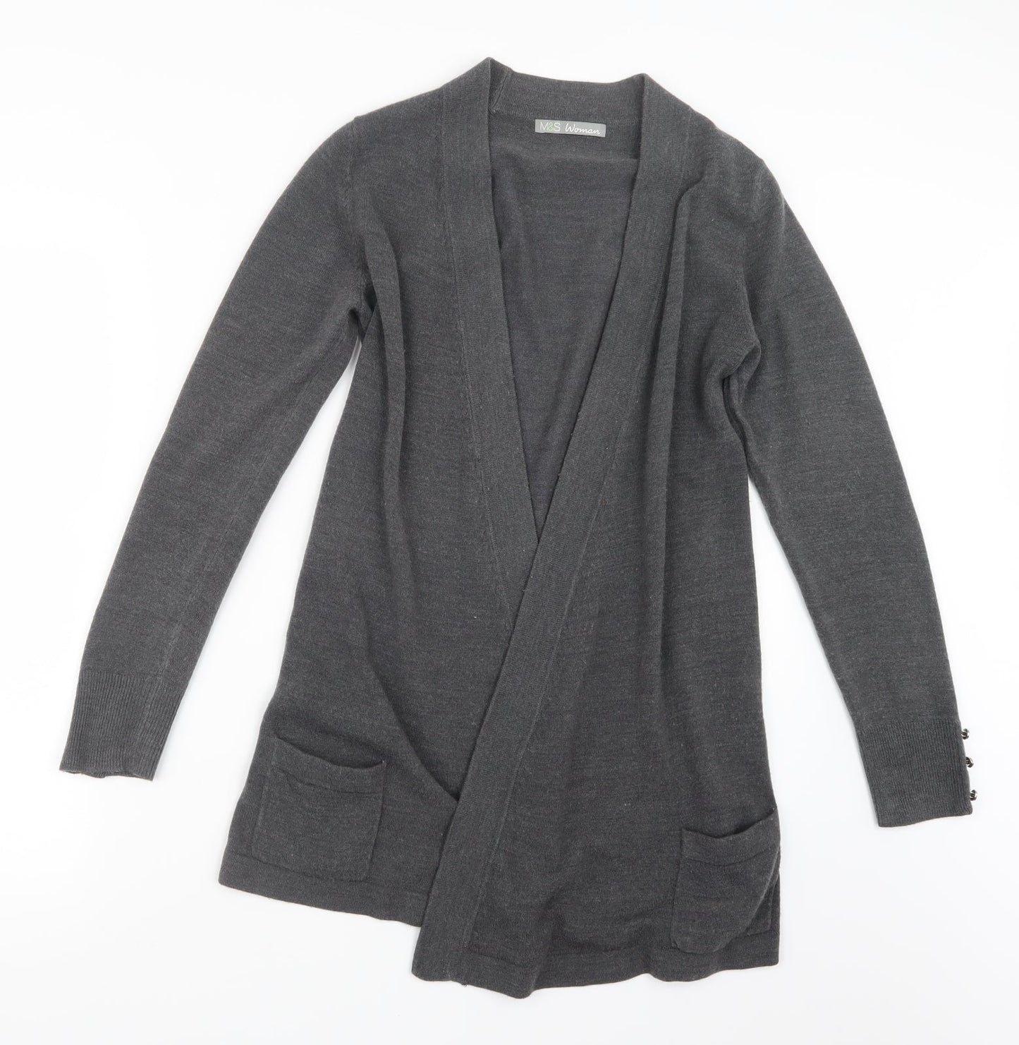 Marks and Spencer Womens Grey  Knit Cardigan Jumper Size 8