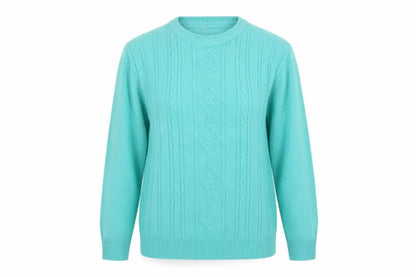 Front view of Akal Collection women’s green jumper, size S
