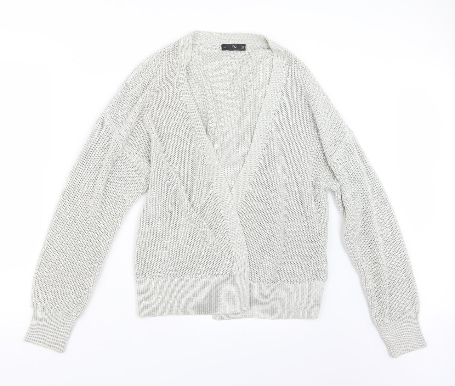 F&F Womens Grey  Knit Cardigan Jumper Size 14