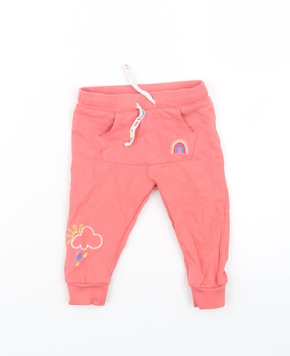 F&F Girls Pink   Jogger Trousers Size 6-9 Months