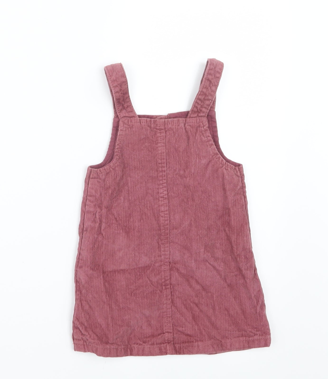 F&F Girls Pink  Velvet Pinafore/Dungaree Dress  Size 12-18 Months