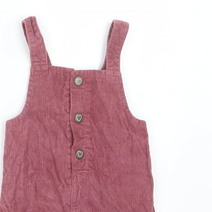 F&F Girls Pink  Velvet Pinafore/Dungaree Dress  Size 12-18 Months