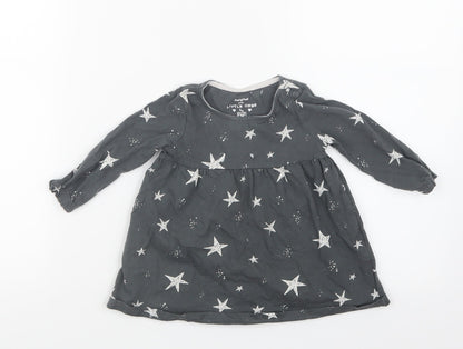 F&F Girls Grey Geometric  T-Shirt Dress  Size 6-9 Months  - Stars