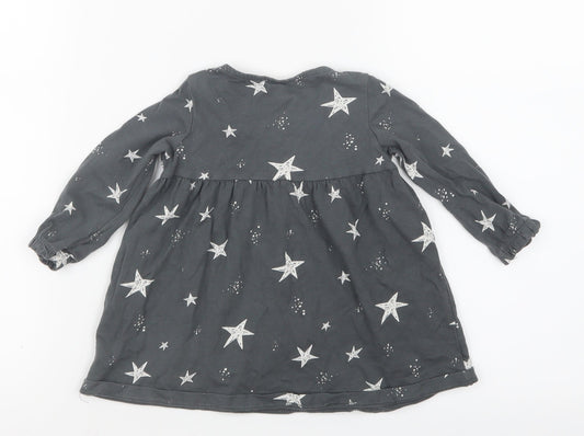 F&F Girls Grey Geometric  T-Shirt Dress  Size 6-9 Months  - Stars