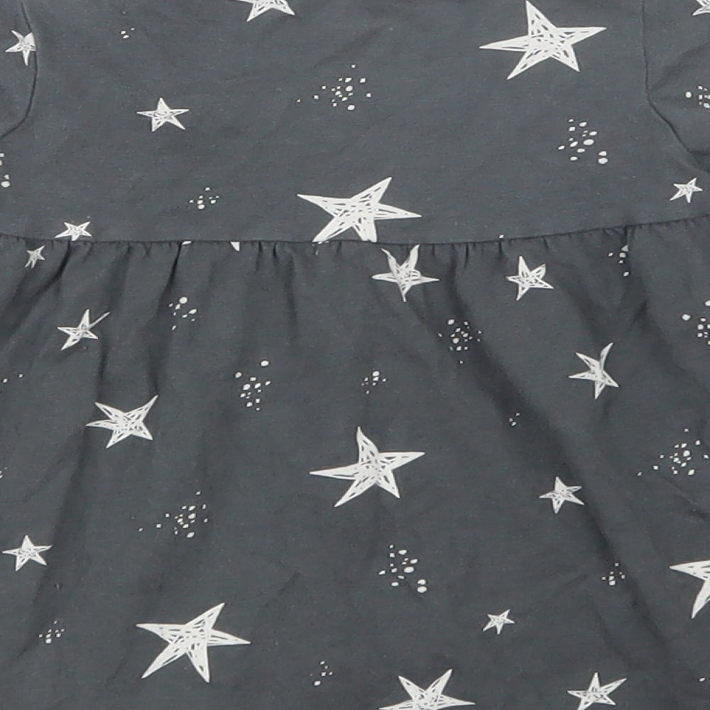 F&F Girls Grey Geometric  T-Shirt Dress  Size 6-9 Months  - Stars