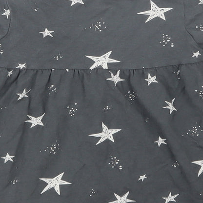 F&F Girls Grey Geometric  T-Shirt Dress  Size 6-9 Months  - Stars