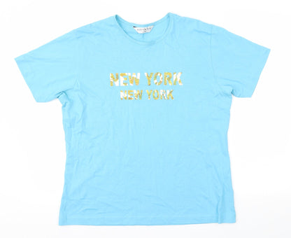 Womens UK Size 14 Kustom Kit Blue Basic T-Shirt
