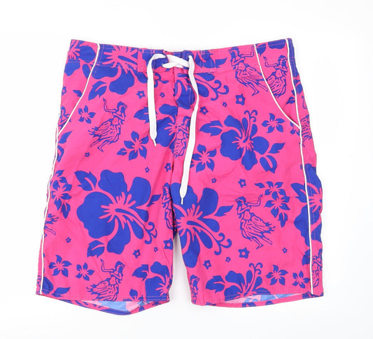 Active Mens Purple Floral  Sweat Shorts Size L