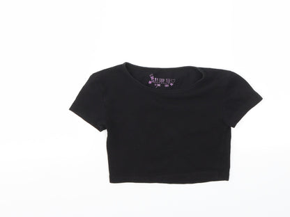 MY CROP TEE Girls Black    T-Shirt Size 7-8 Years