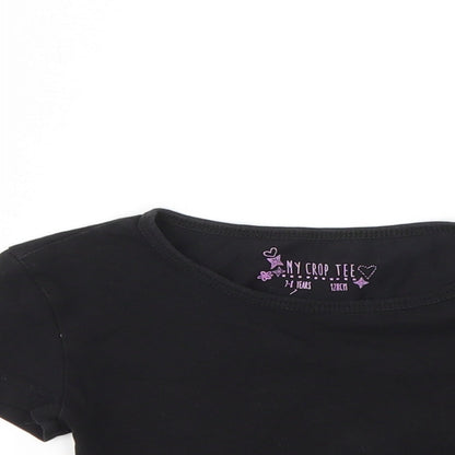 MY CROP TEE Girls Black    T-Shirt Size 7-8 Years
