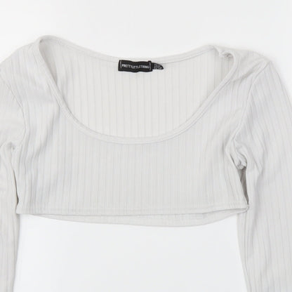 Pretty Little Thing  Womens White   Basic T-Shirt Size 10