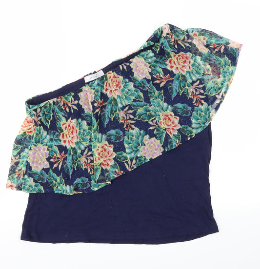 Per Una Womens Blue Floral  Basic T-Shirt Size 14