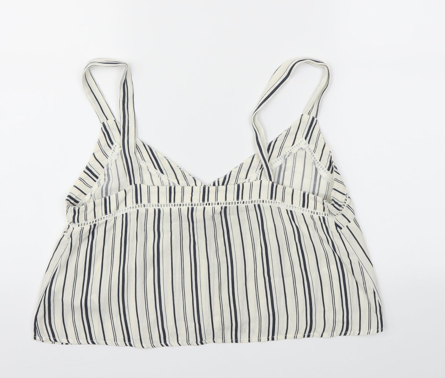 Miss Selfridge Womens Ivory Striped  Basic T-Shirt Size 10