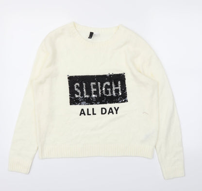 H&M Womens Ivory   Pullover Jumper Size S