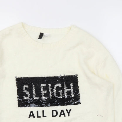 H&M Womens Ivory   Pullover Jumper Size S