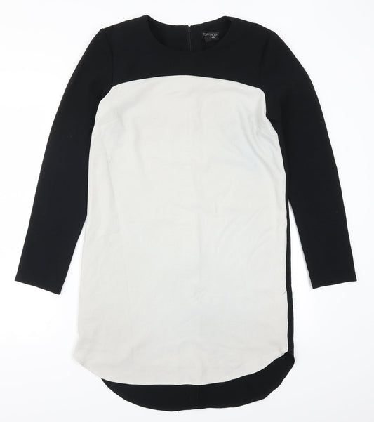 Topshop Womens Black Colourblock  T-Shirt Dress  Size 10  - White