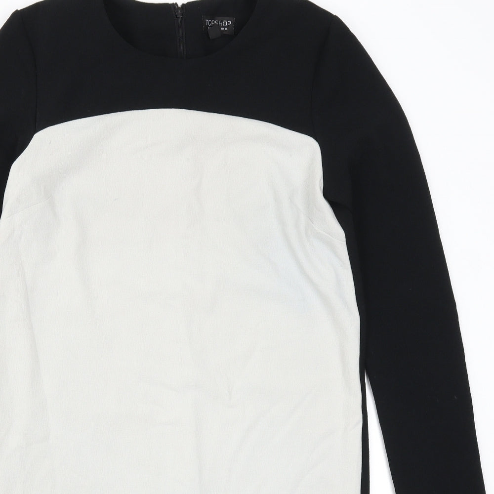 Topshop Womens Black Colourblock  T-Shirt Dress  Size 10  - White