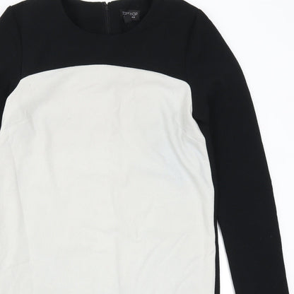 Topshop Womens Black Colourblock  T-Shirt Dress  Size 10  - White