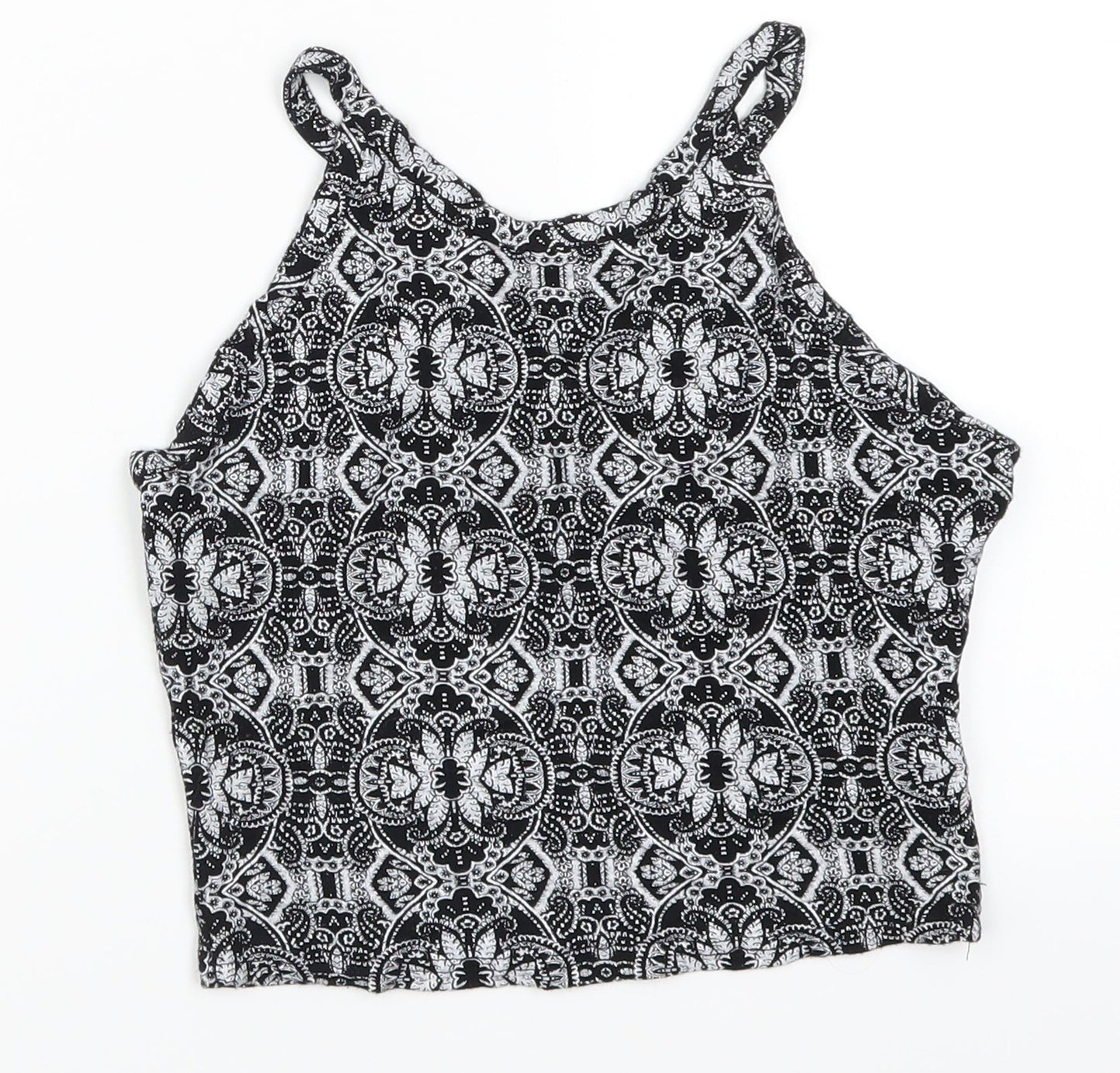 Miss Selfridge Womens Grey Geometric  Cropped Tank Size 8