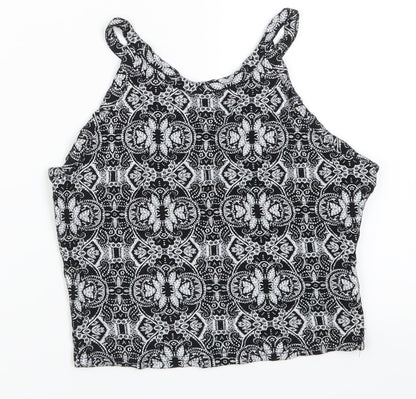 Miss Selfridge Womens Grey Geometric  Cropped Tank Size 8