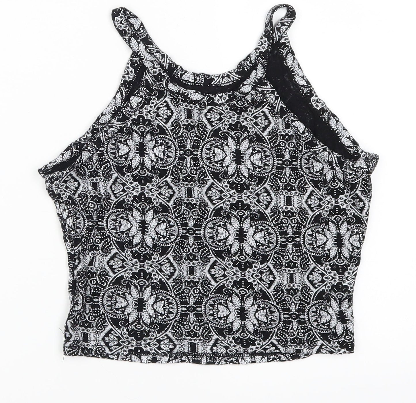 Miss Selfridge Womens Grey Geometric  Cropped Tank Size 8
