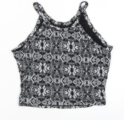 Miss Selfridge Womens Grey Geometric  Cropped Tank Size 8