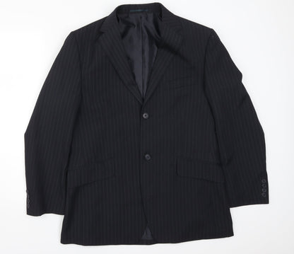 George Mens Blue Striped  Jacket Suit Jacket Size 40