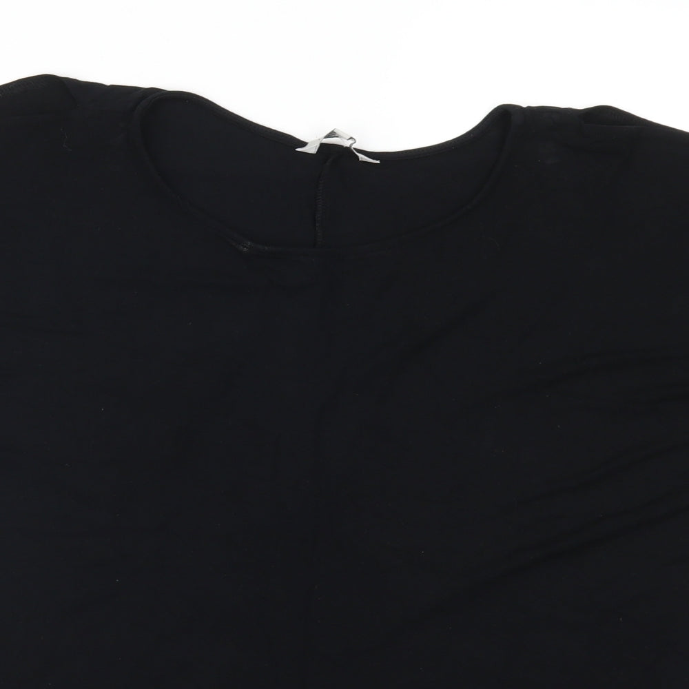 Womens UK Size 10 Peacocks Black Basic T-Shirt