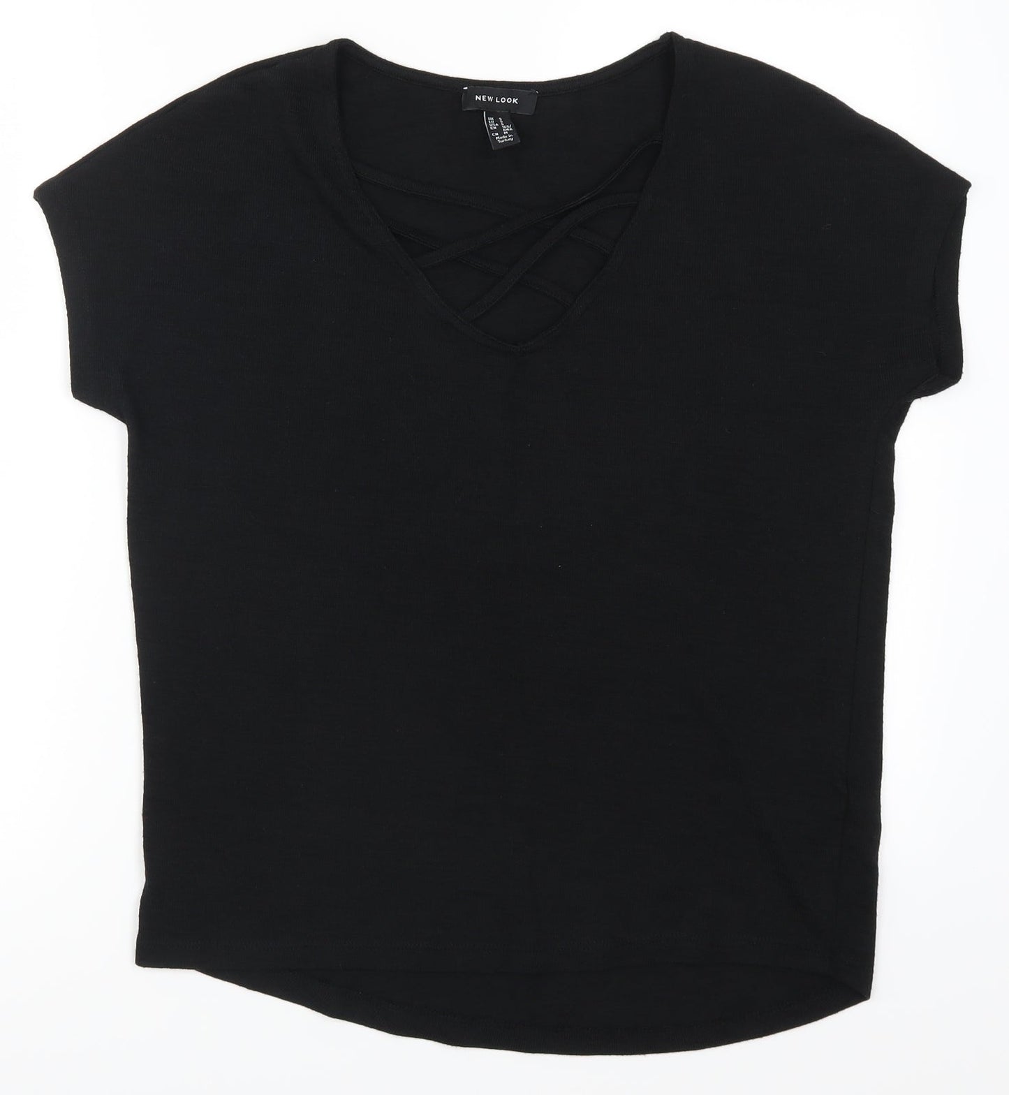 Womens UK Size S New Look Black Basic T-Shirt