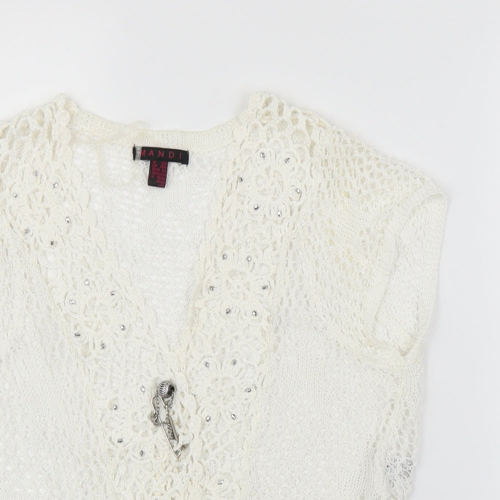 Mandi Womens White   Cardigan Jumper Size 12