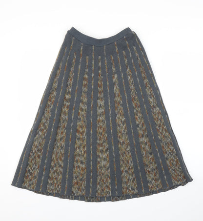 Preworn Womens Grey Striped  A-Line Skirt Size 10