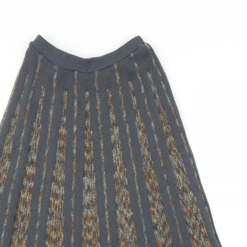Preworn Womens Grey Striped  A-Line Skirt Size 10