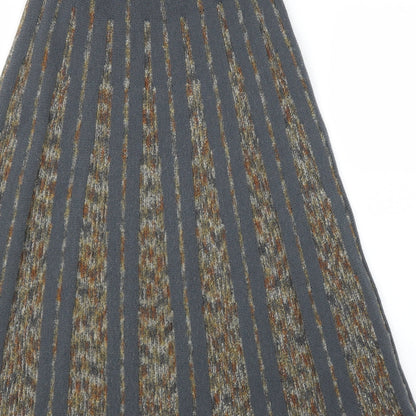 Preworn Womens Grey Striped  A-Line Skirt Size 10
