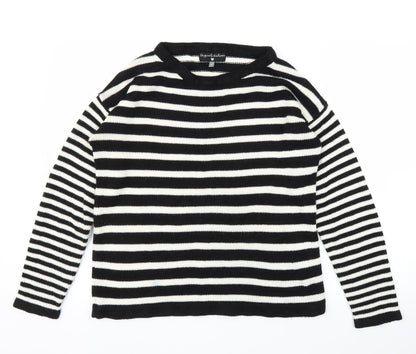 Original Knitwear Womens Black Striped  Pullover Jumper Size M