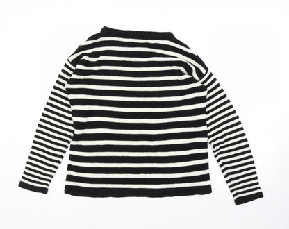Original Knitwear Womens Black Striped  Pullover Jumper Size M