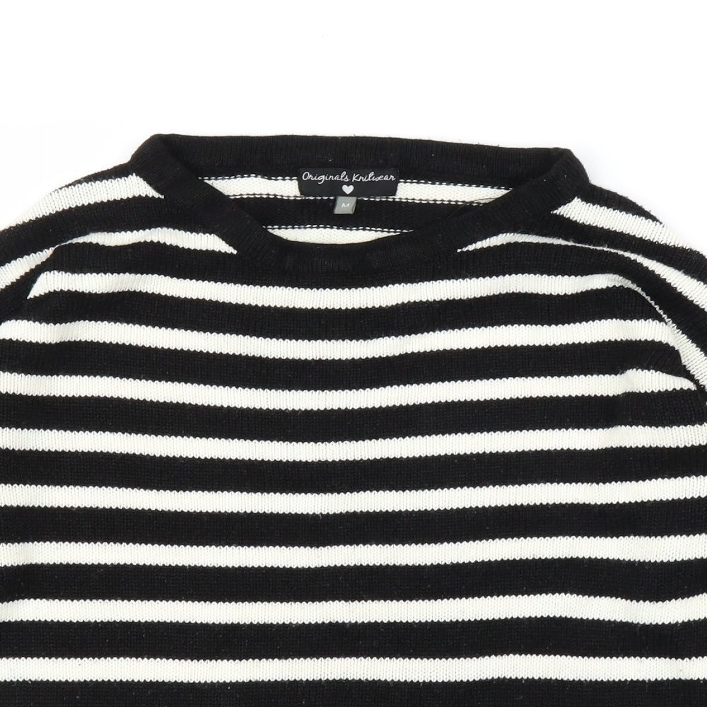 Original Knitwear Womens Black Striped  Pullover Jumper Size M