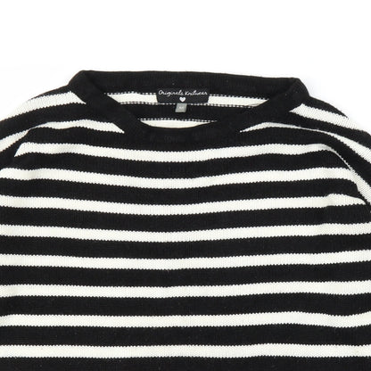 Original Knitwear Womens Black Striped  Pullover Jumper Size M