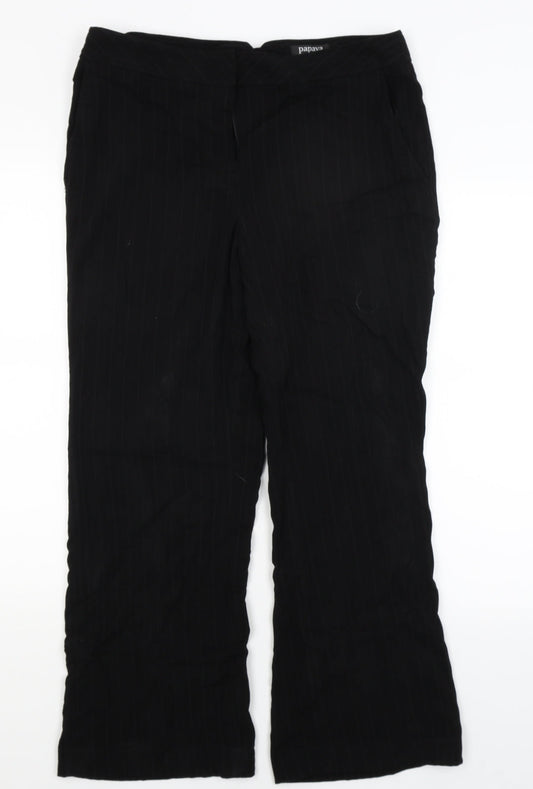 Womens UK Size 14 Papaya Regular Fit Dress Pants Black Trousers