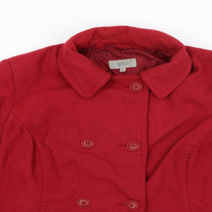 Womens UK Size 14 M&S Red Overcoat