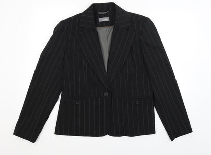 South Womens Black Striped  Jacket Blazer Size 16