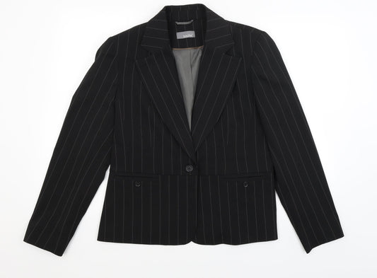 South Womens Black Striped  Jacket Blazer Size 16
