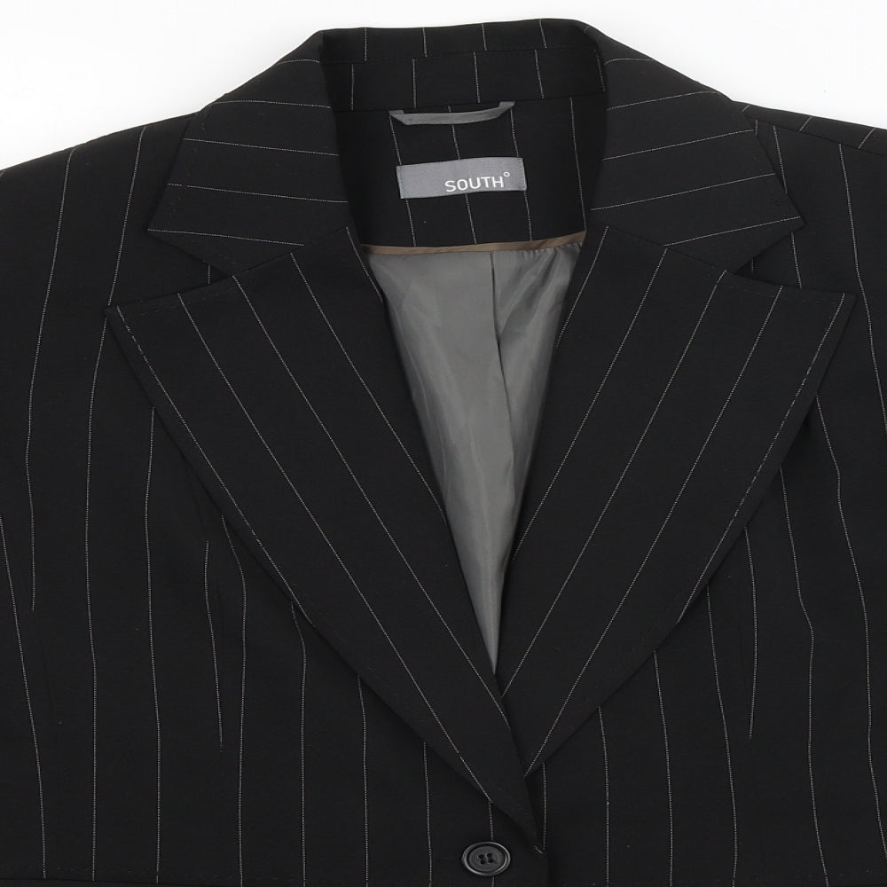 South Womens Black Striped  Jacket Blazer Size 16