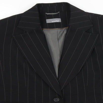 South Womens Black Striped  Jacket Blazer Size 16