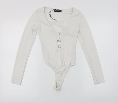 PRETTYLITTLETHING Womens White   Bodysuit One-Piece Size 4