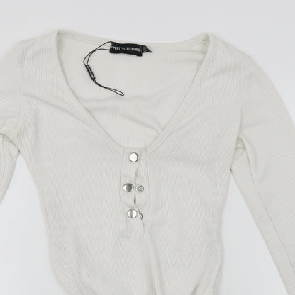 PRETTYLITTLETHING Womens White   Bodysuit One-Piece Size 4