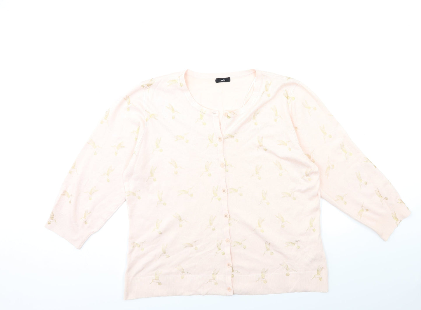 M&Co Womens Pink  Knit Cardigan Jumper Size 20