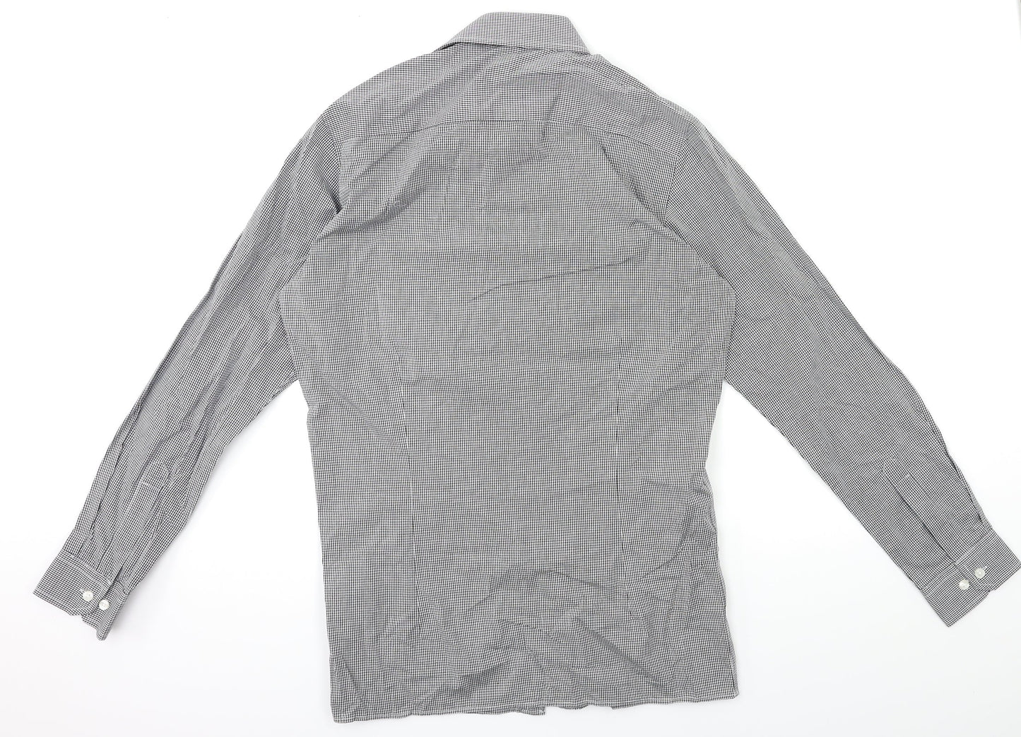 Mens UK Size S Premier Black  Button-Up Long Sleeve Casual Shirt