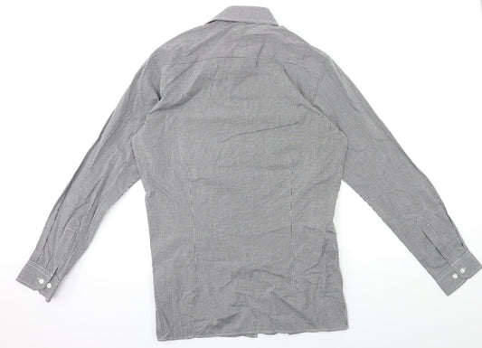 Mens UK Size S Premier Black  Button-Up Long Sleeve Casual Shirt