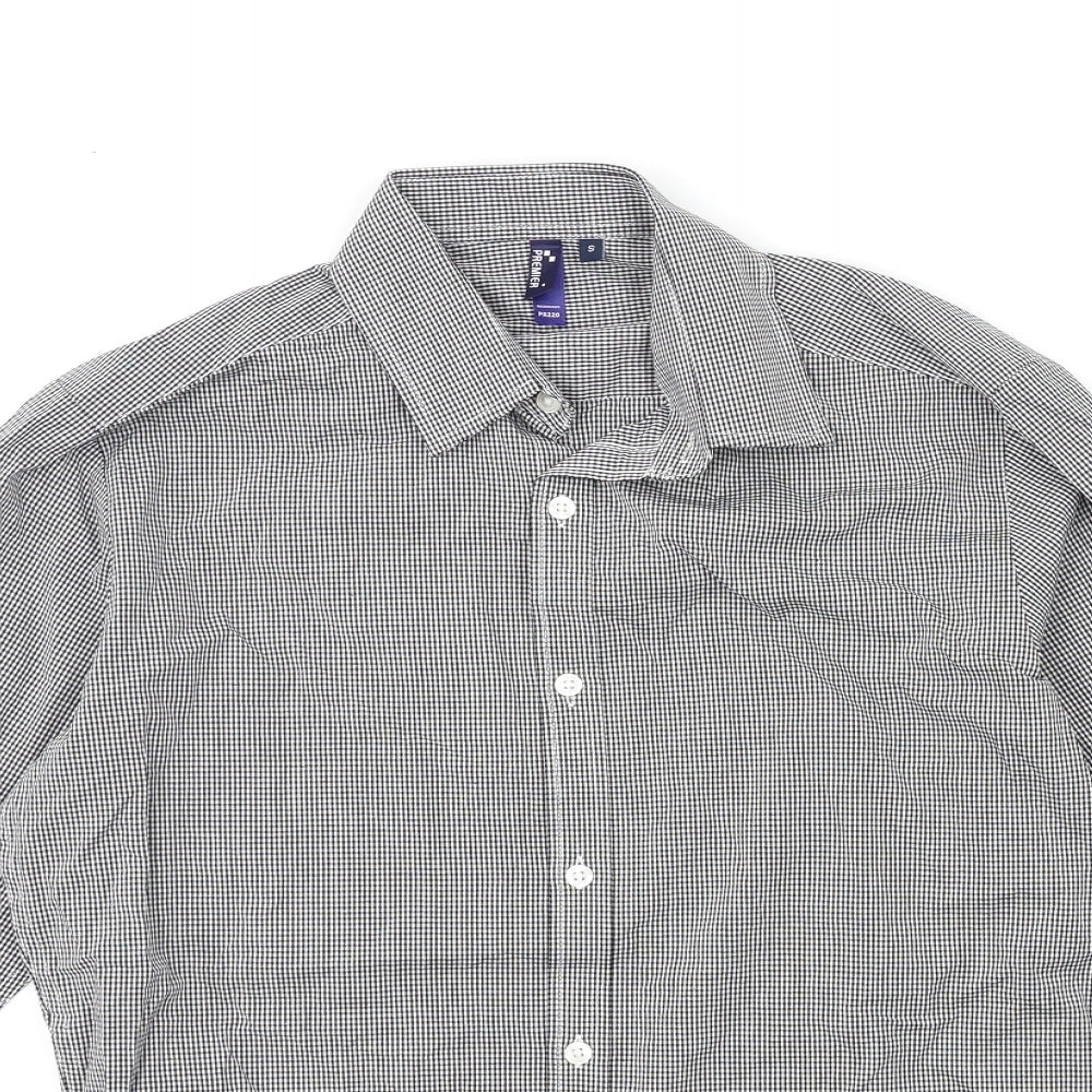 Mens UK Size S Premier Black  Button-Up Long Sleeve Casual Shirt